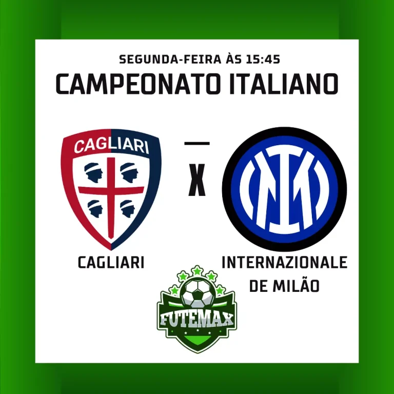 Cagliari x Internazionale de Milão ao vivo aqui no Futmax! Pela segunda rodada da Lega Série A, a partida acontece nesta segunda-feira (28), às 15h45 (horário de Brasília), no estádio Unipol Domus, em Cagliari.