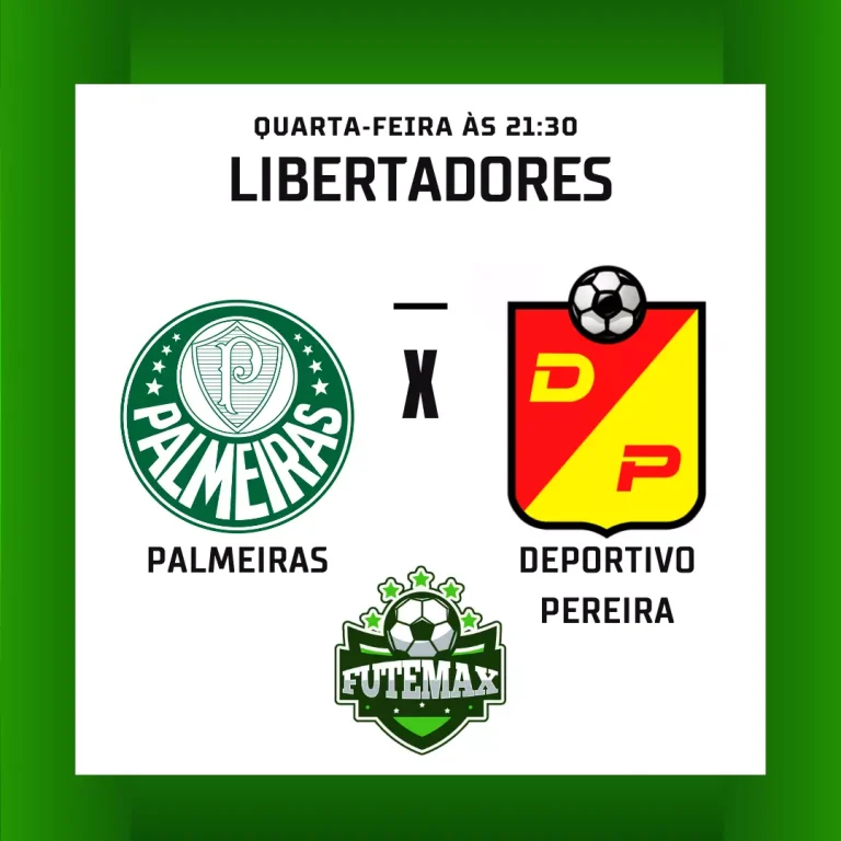 Palmeiras x Deportivo Pereira ao vivo aqui no Futmax! Nesta quarta-feira (30), às 21h30 (horário de Brasília), pelas quartas de final da Libertadores 2023, no estádio Allianz Parque!