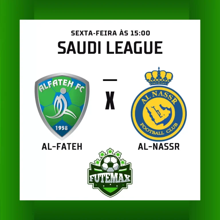 Al-Fateh x Al-Nassr ao vivo aqui no Futmax! Pela terceira rodada da Liga Saudita 2023/24, o confronto está agendado para a tarde desta sexta-feira (25), às 15h (horário de Brasília), no Estádio Prince Abdullah bin Jalawi!