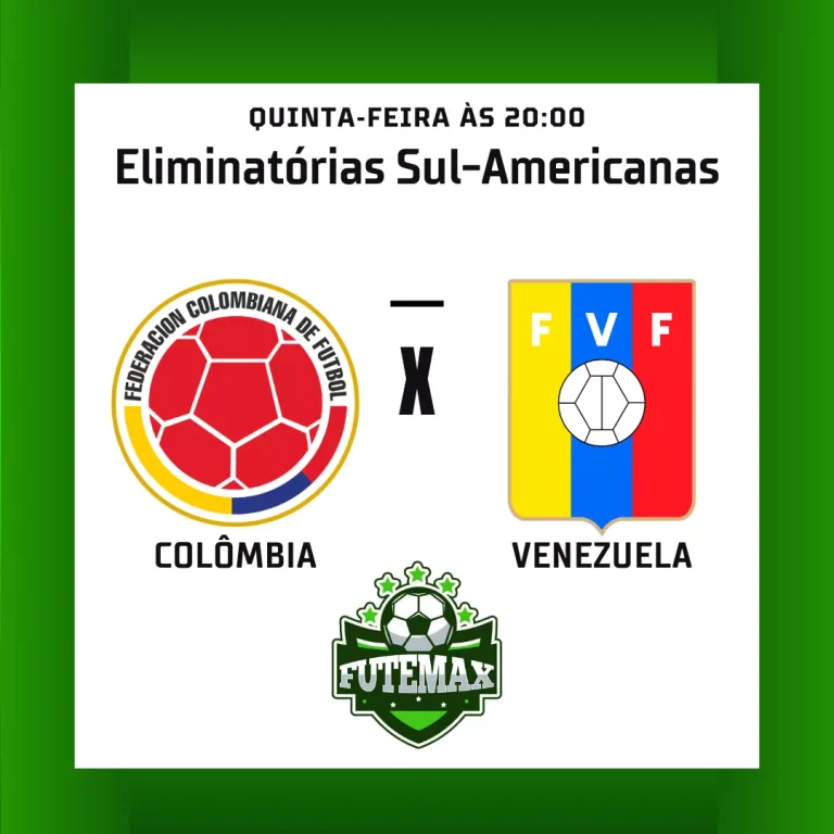 Colômbia x Venezuela ao vivo no Futmax! Nessa quinta-feira (7), às 20h (horário de Brasília). Esse jogo da jornada inicial das eliminatórias sul-americanas para a Copa do Mundo de 2026. Todos os jogos aqui no Futemax!