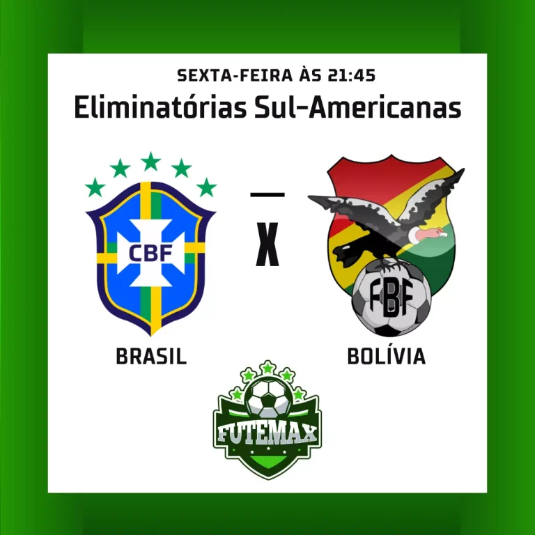 Brasil x Bolívia ao vivo no Futmax! Nessa sexta-feira (8), às 21h45 (horário de Brasília). A partida que encerra a primeira etapa das eliminatórias sul-americanas rumo à Copa do Mundo de 2026. Que acontece no Estados Unidos, México e Canadá como países anfitriões.