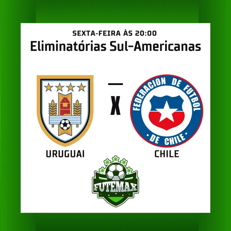Uruguai x Chile ao vivo no Futmax! Nesta sexta-feira (8), às 20h (Horário de Brasília). Essa partida é referente ao início das Eliminatórias Sul-Americanas para a Copa do Mundo de 2026. Acompanhe o futebol ao vivo no Futmax, acesse e desfrute de cada momento!